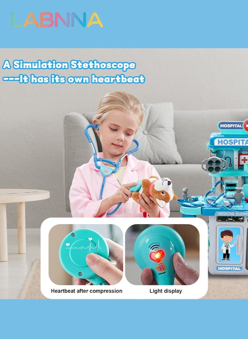 LABNNA Doctor Kit for Kids 3-5 with Costume, Toddler Medical Toys Play Set with Rolling Cart, Costume, and Stethoscope,Role Play Kids Doctors Set Educational Birthday Gift for Kids (Blue) - Image 5